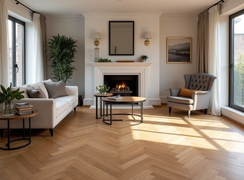 Herringbone Oak Living Room