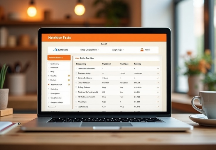 Laptop showing nutrition label generator