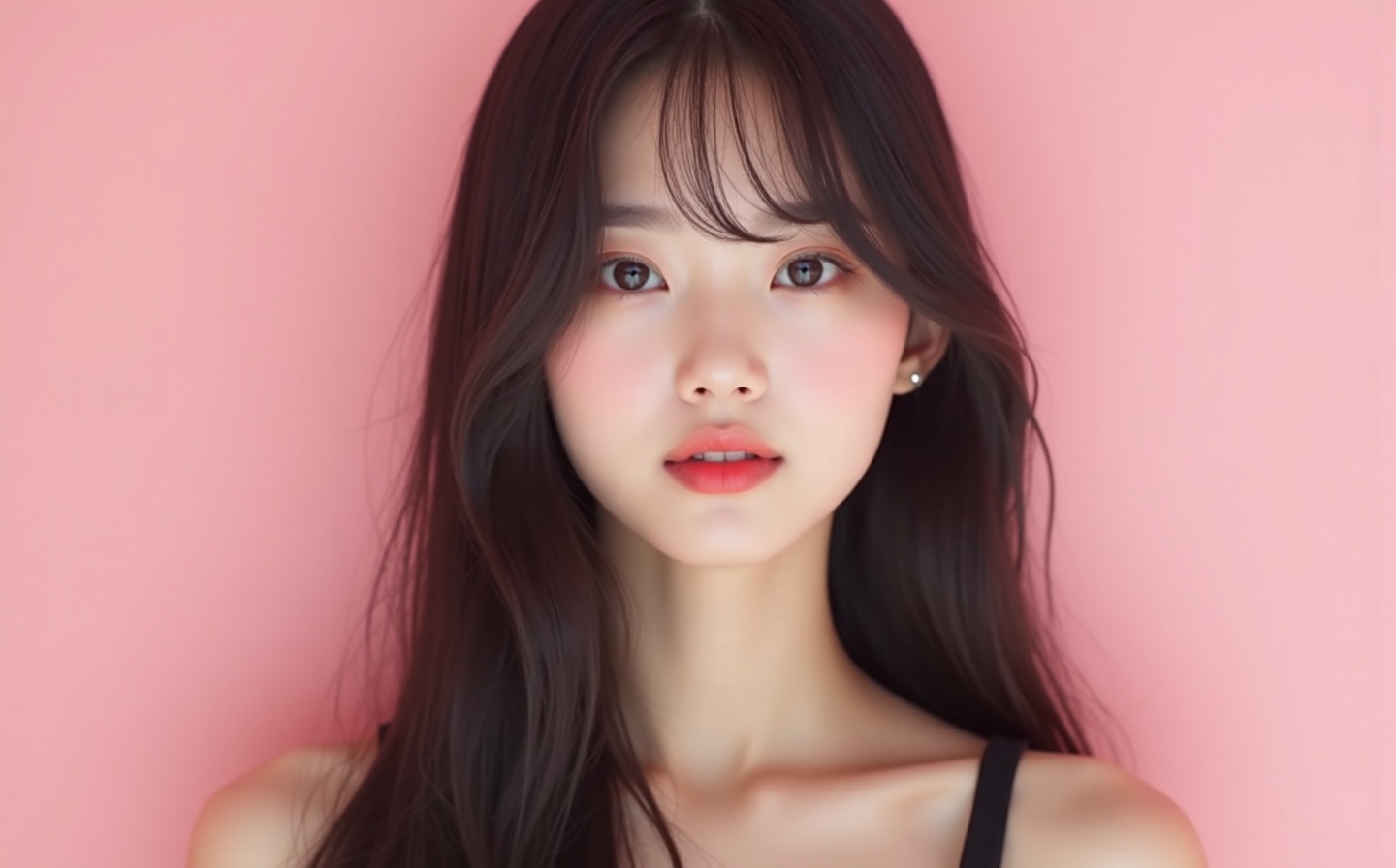 긴 생머리 · 블랙 드레스