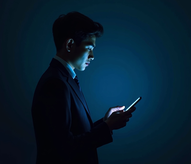 Persona usando servicios móviles