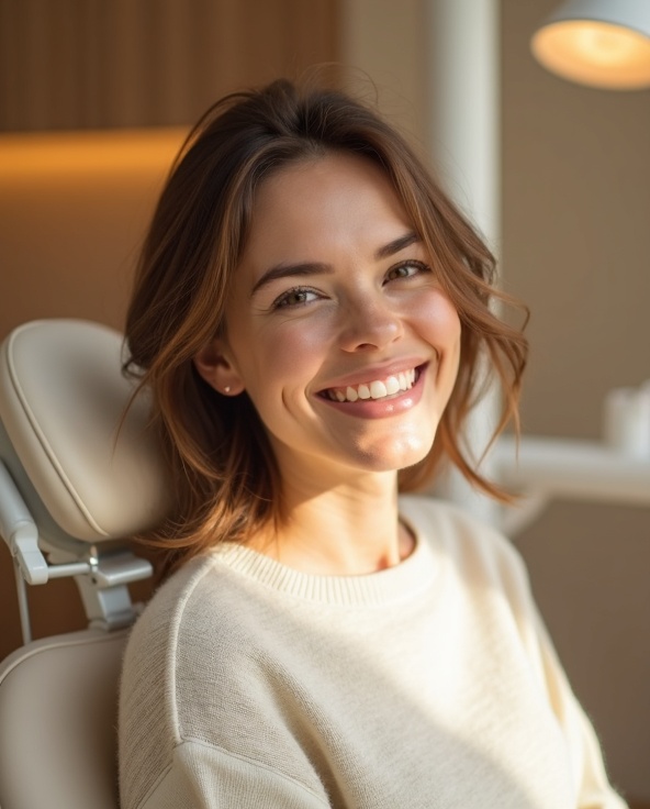 Happy dental patient at Dentique Smiles Batavia IL