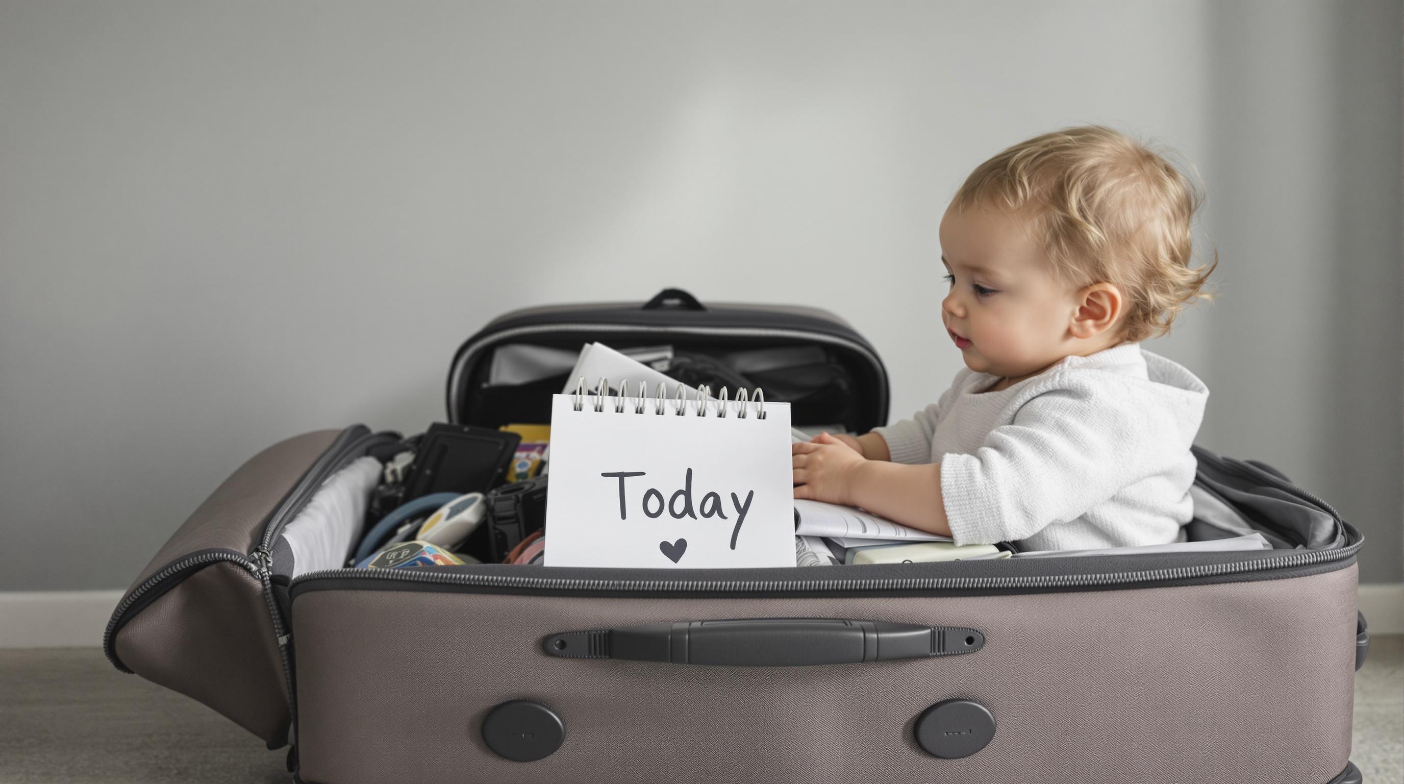 Child's suitcase and calendar