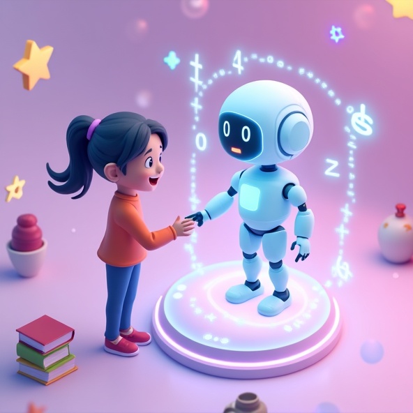 Niño aprendiendo con IA