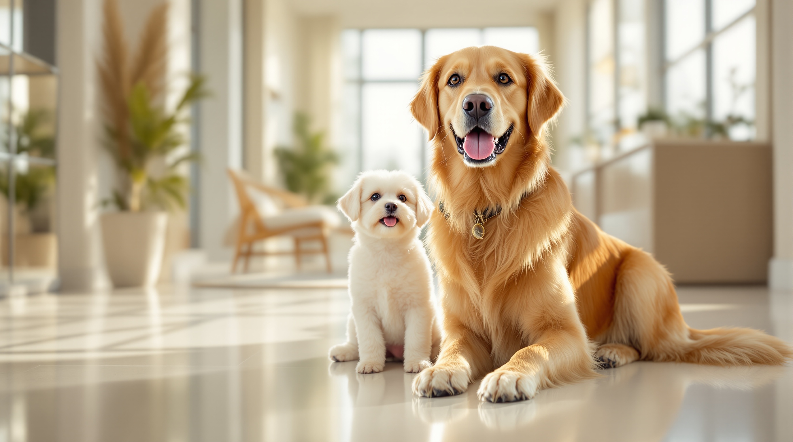 Happy dogs in a premium luxury daycare facility