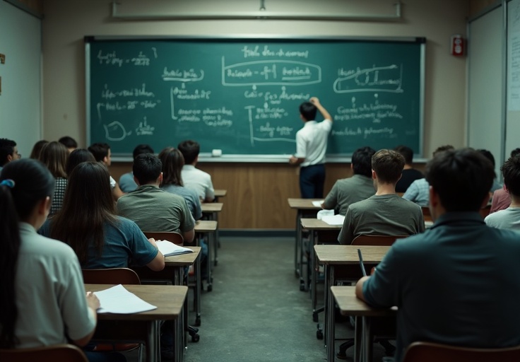 Confused student overwhelmed with online courses and theoretical learning