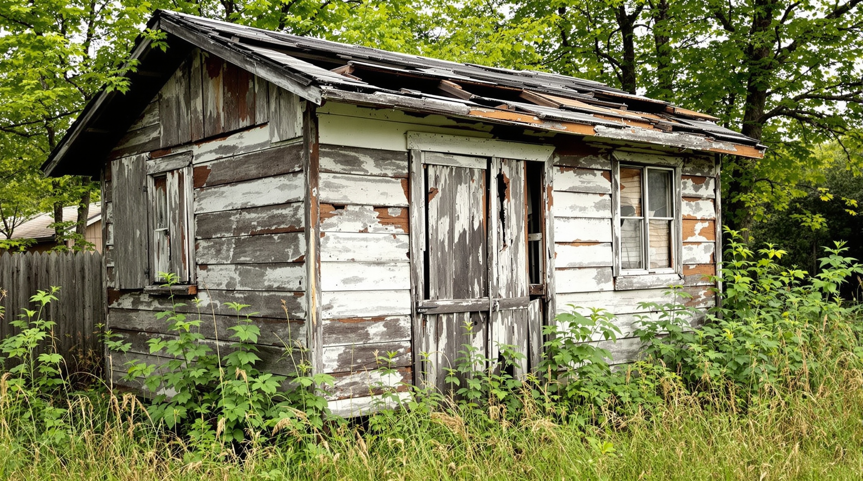 Old shed ready for removal and demolition in Plymouth WI