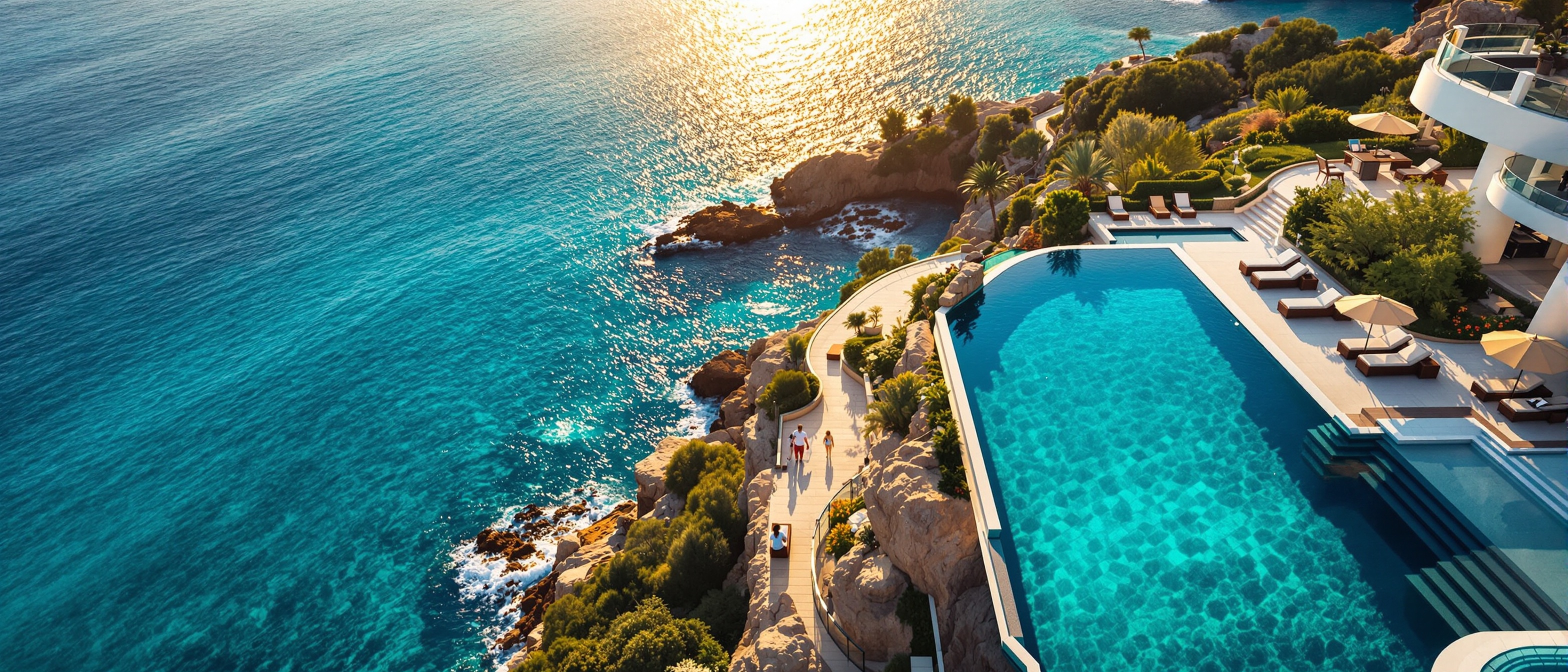 Piscine à débordement luxueuse
