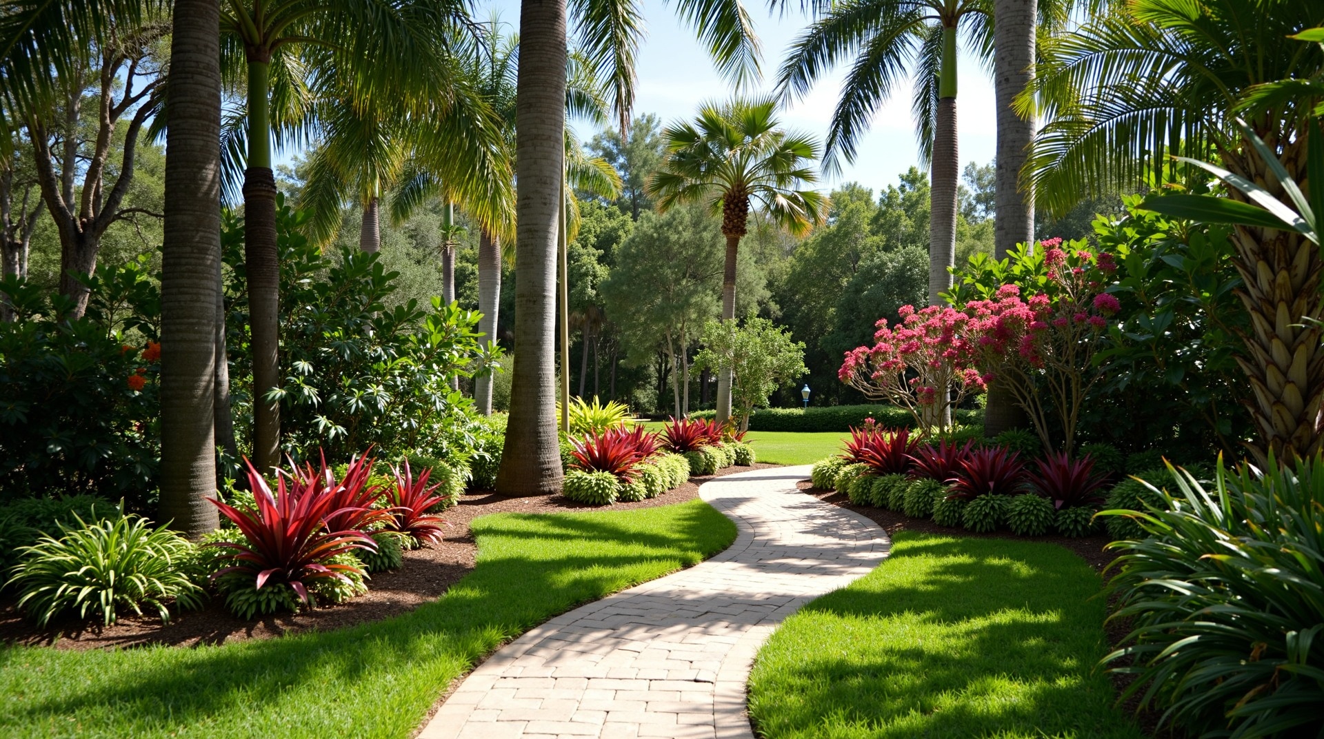 Professional landscaping services in Bradenton Florida featuring tropical palm trees and coastal landscape design