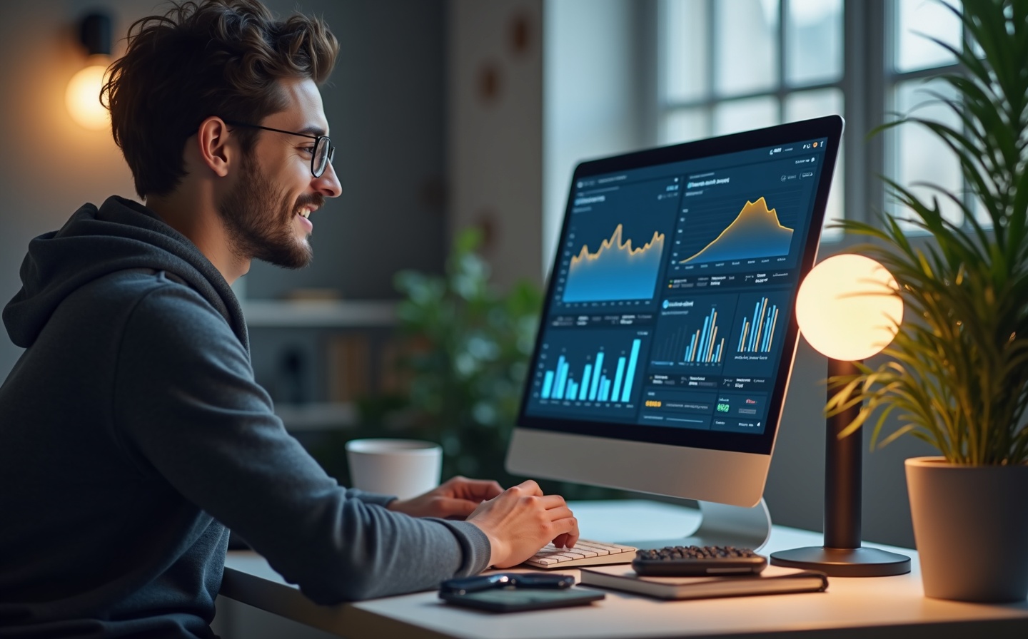 Persona trabajando con notebook analizando métricas