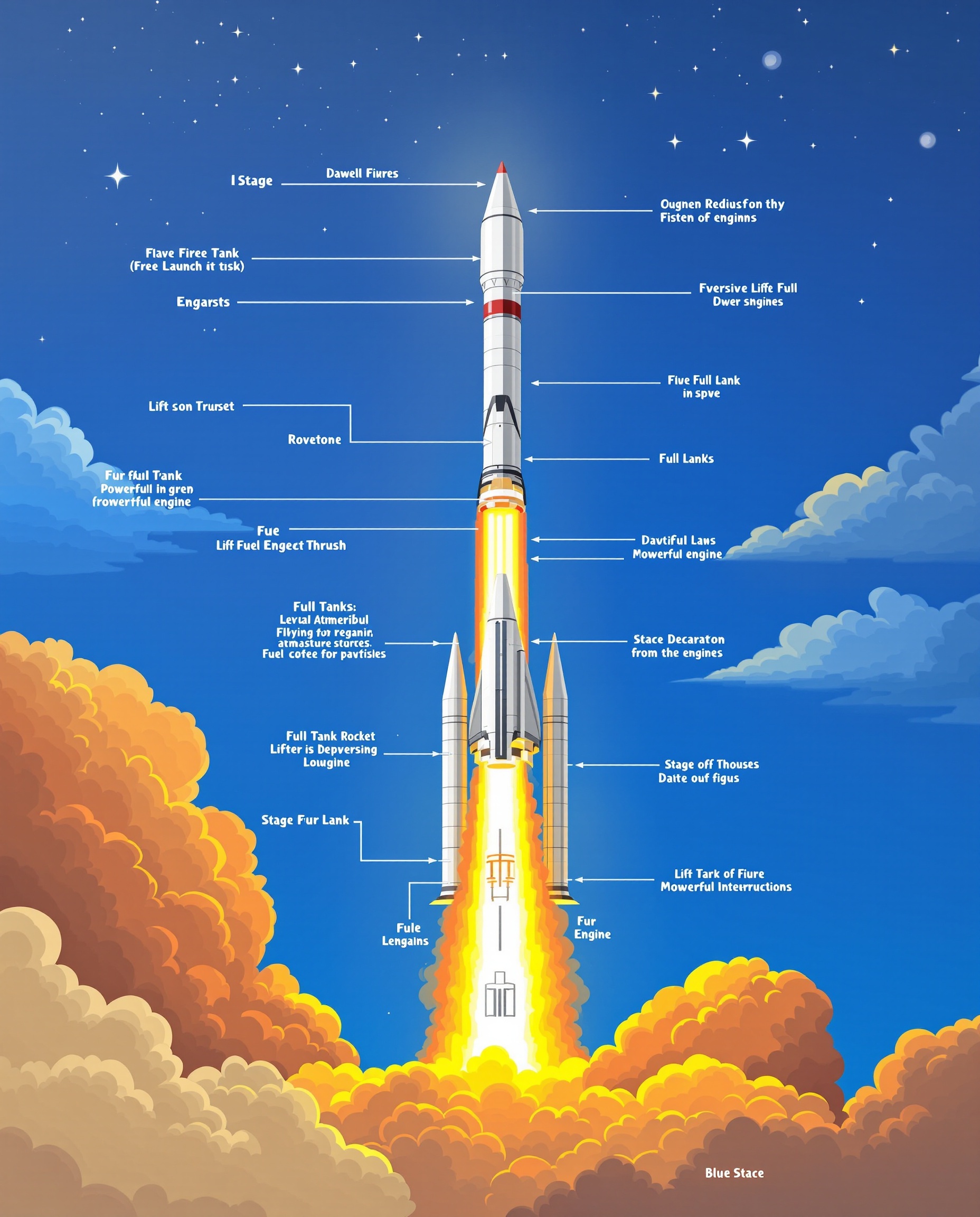 Rocket launch stages diagram