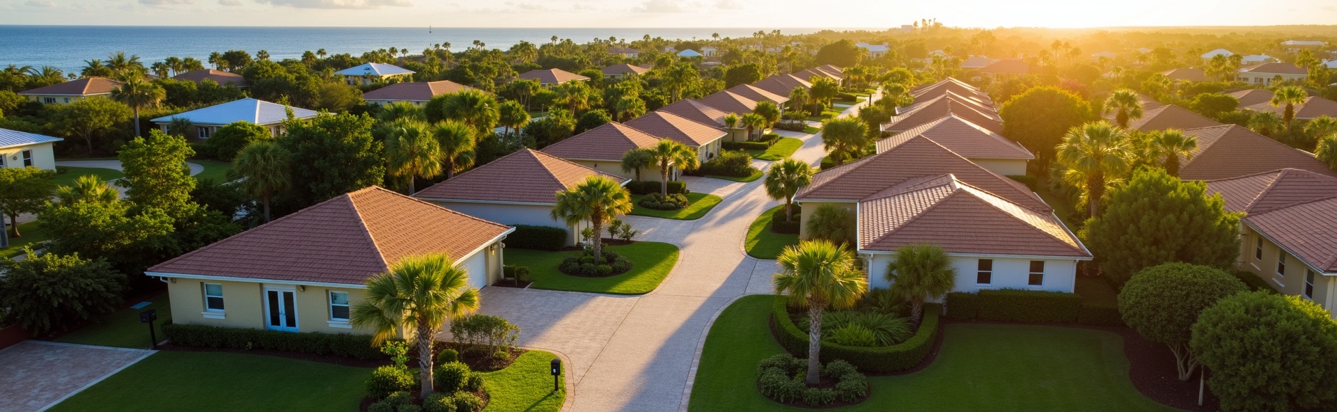 Florida Gulf Coast premium landscaping aerial view