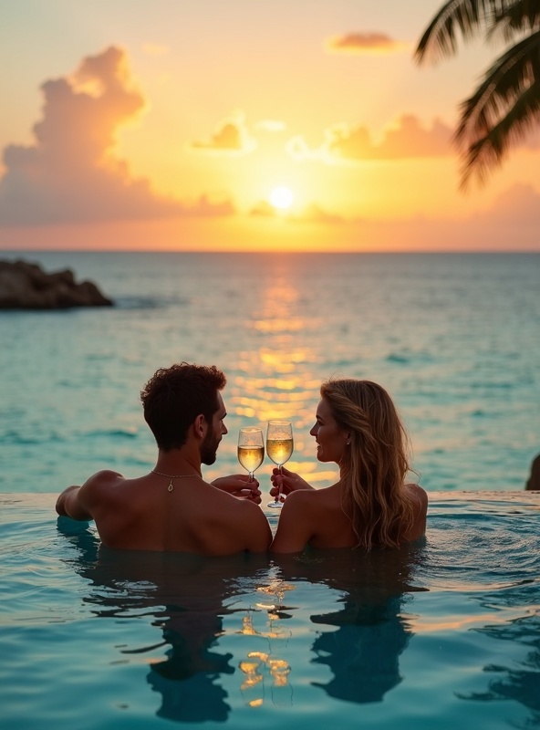 Pareja en resort de lujo