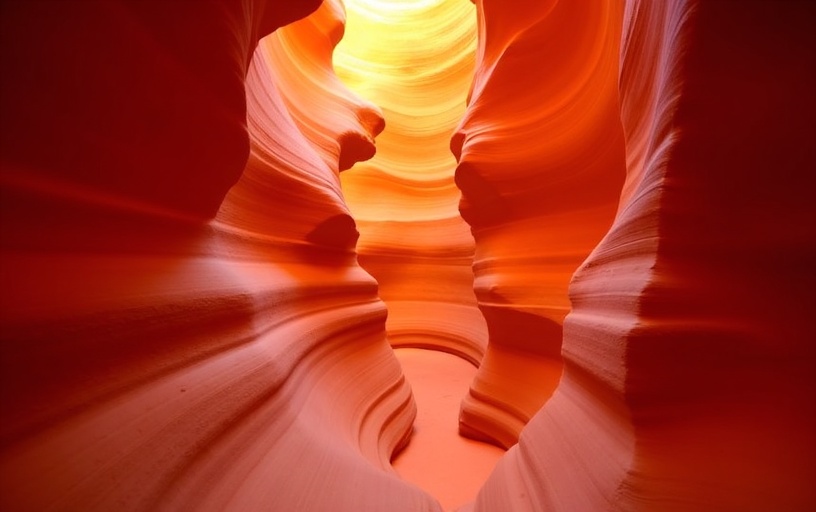 Upper Antelope Canyon's flowing sandstone walls showing wave-like erosion patterns