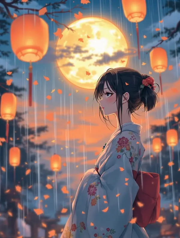 月下听雨