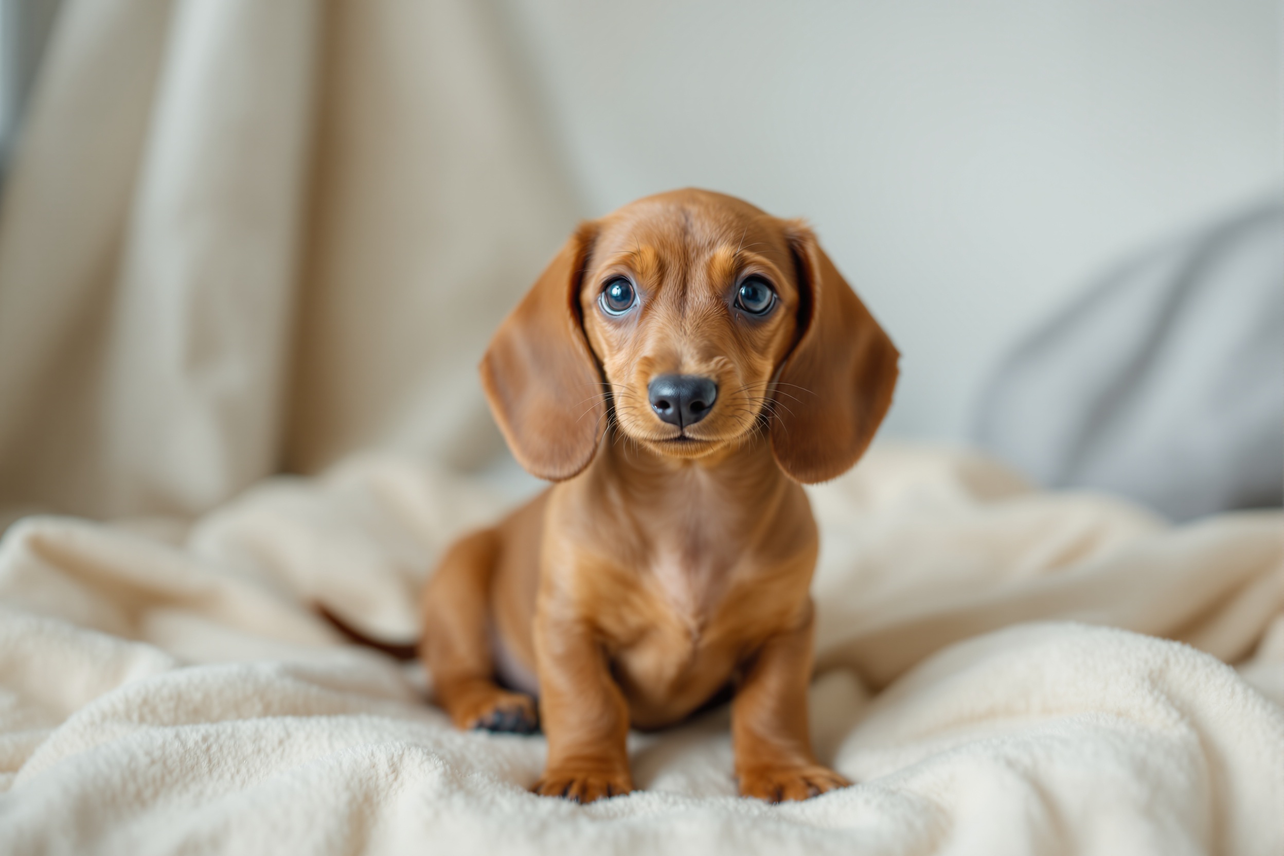 Brownie at just a few weeks old — already inspecting his first bed prototype 🤎