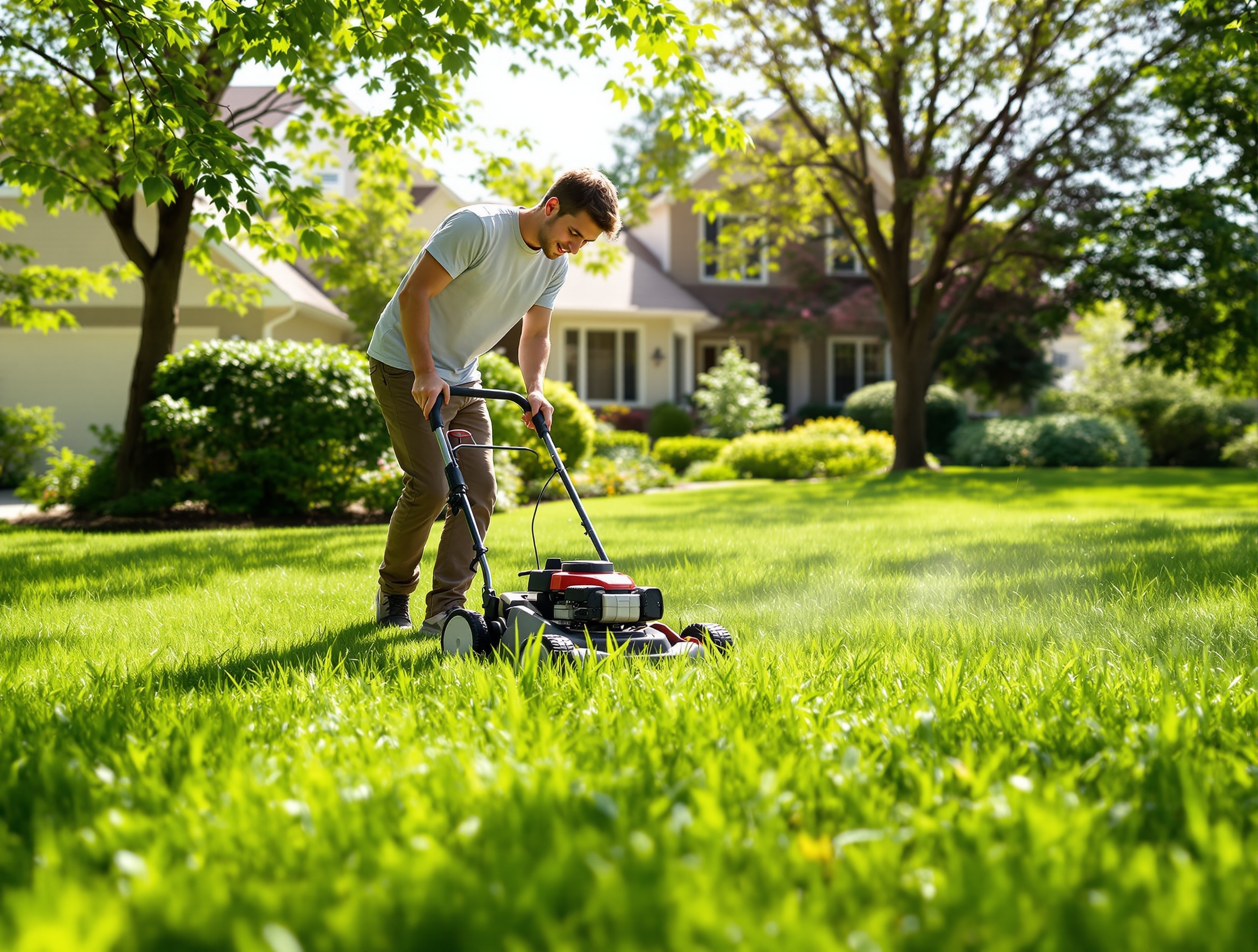 Teen doing yard work