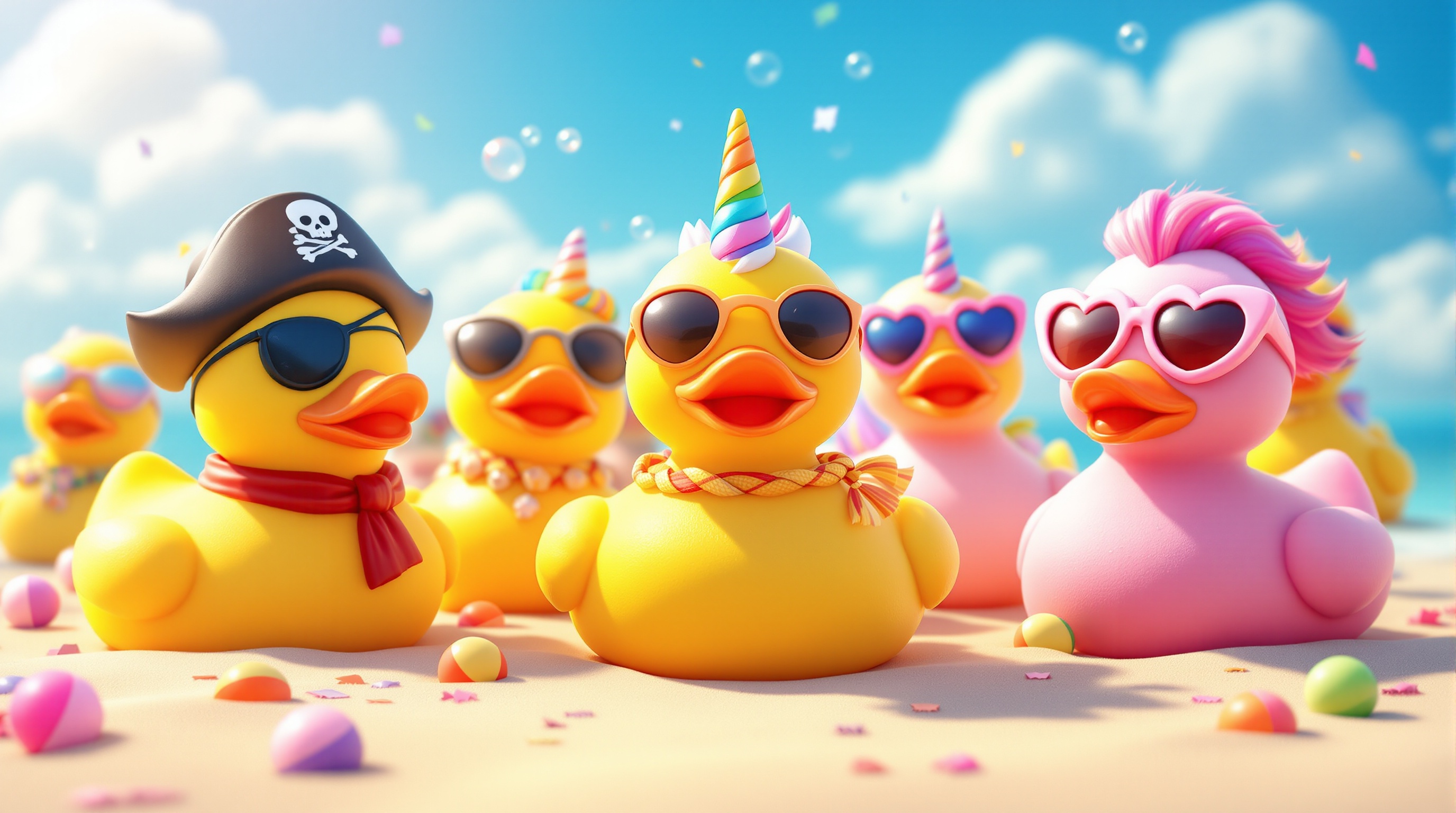Colorful rubber ducks collection