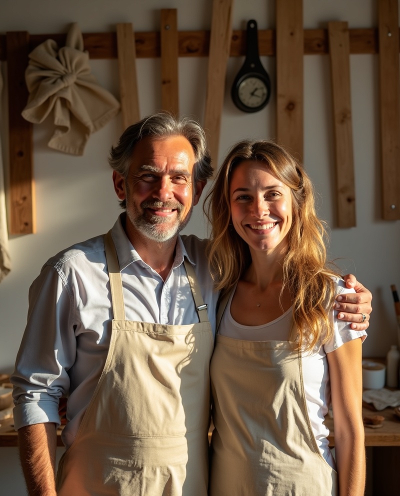 Gus et Ju dans leur atelier