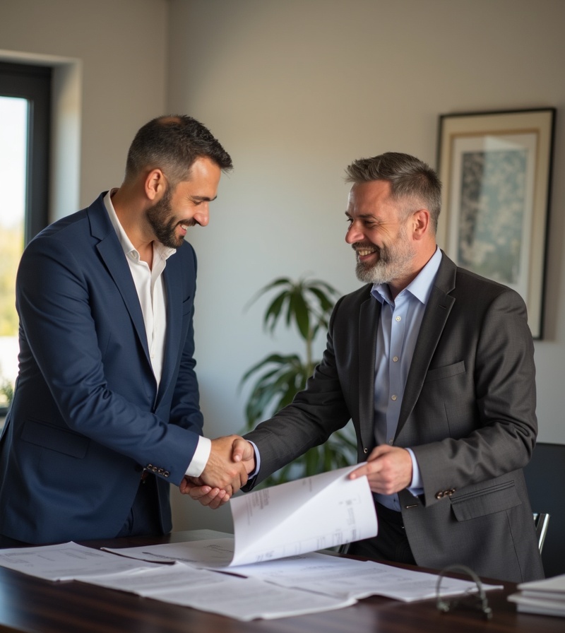 Professional adjuster with client