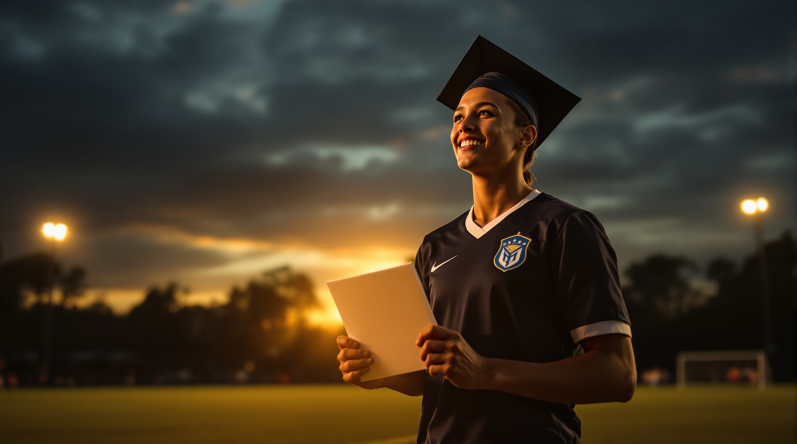 Student-athlete celebrating college opportunity
