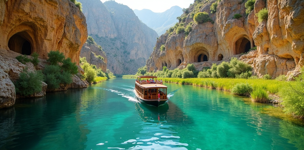 Dalyan River cruise with ancient Lycian Rock Tombs and traditional riverboat