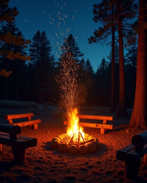 Fogata familiar en Cabañas Agua Linda Hidalgo