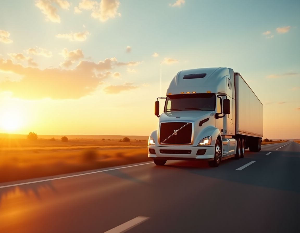 Modern semi truck on highway