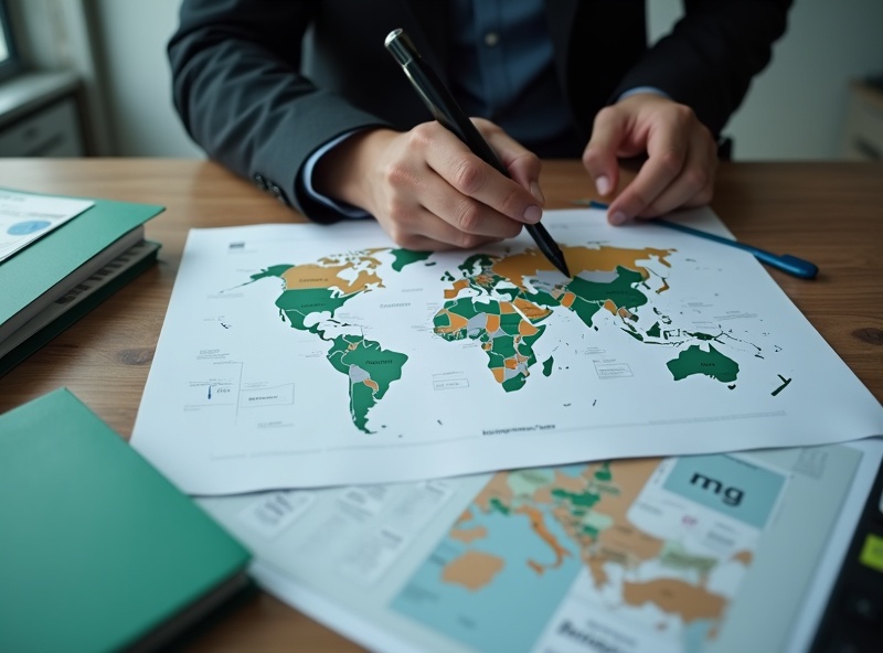 Asesoría fiscal internacional - Consultor revisando documentos fiscales globales