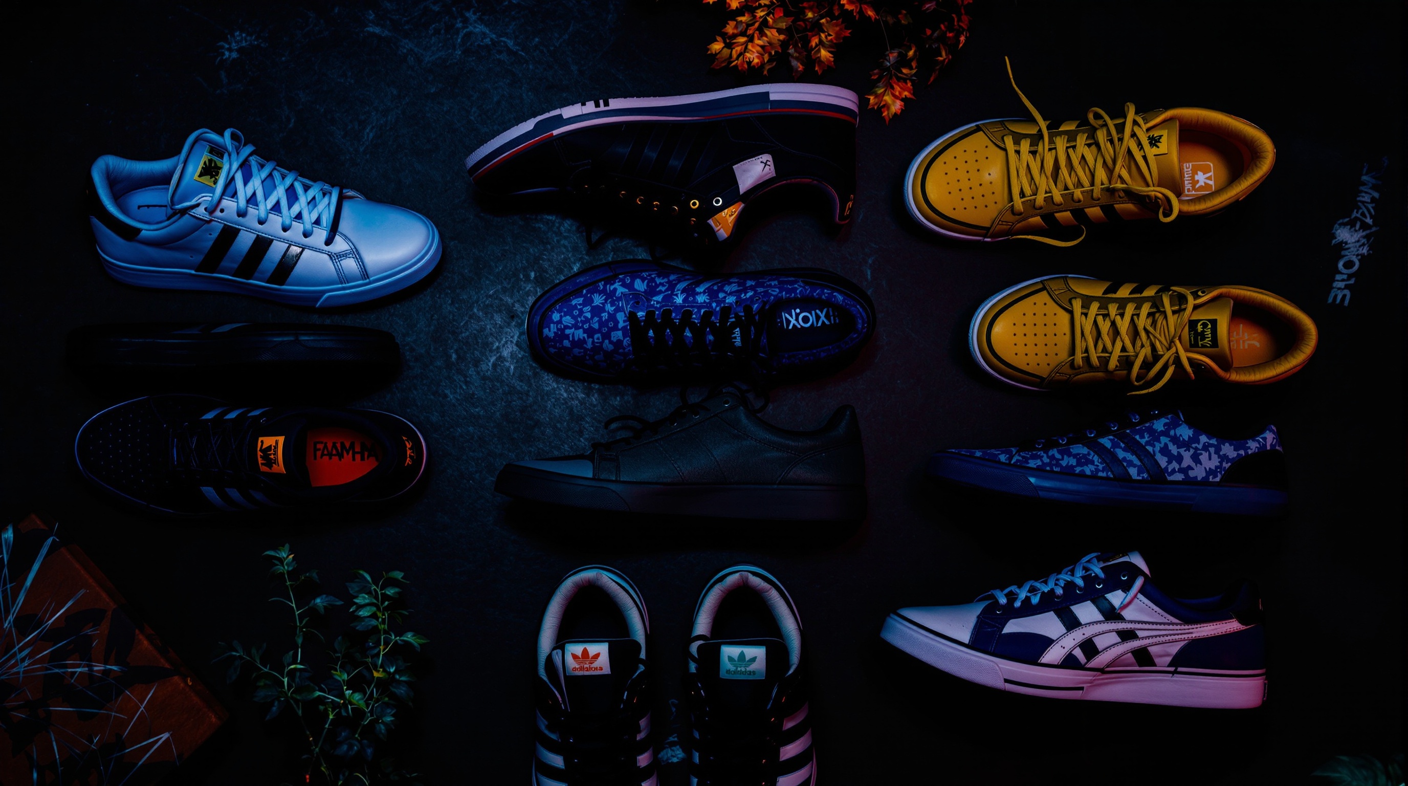 Premium sneaker collection flat lay