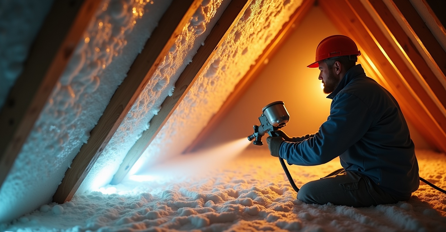 Spray foam insulation installation in Vancouver attic