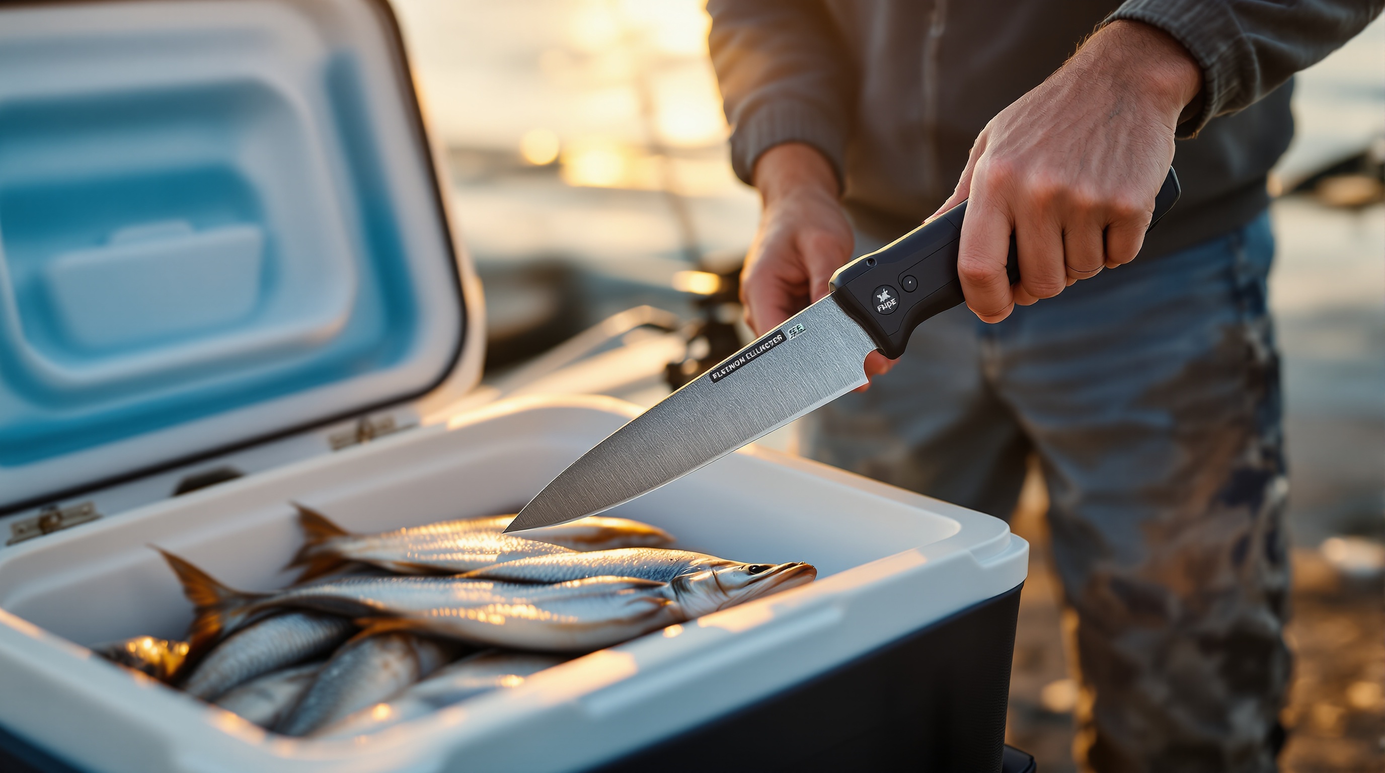 Cordless (Li-Ion Battery) electric fillet knife in use