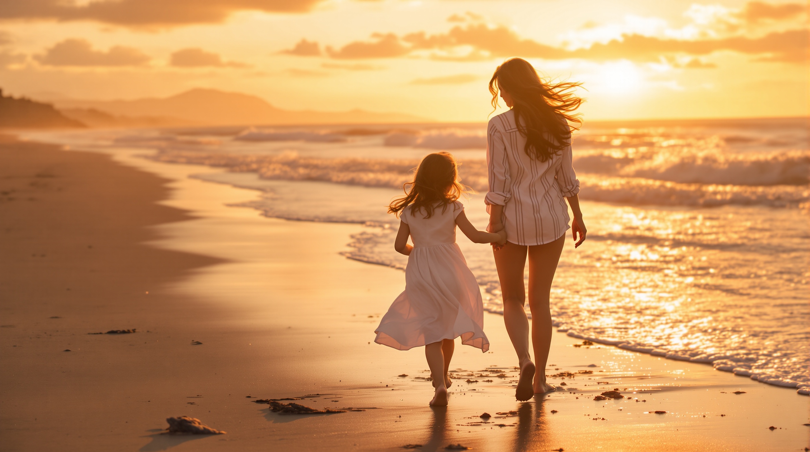 Skilsmisse rådgivning - mor og datter på stranden