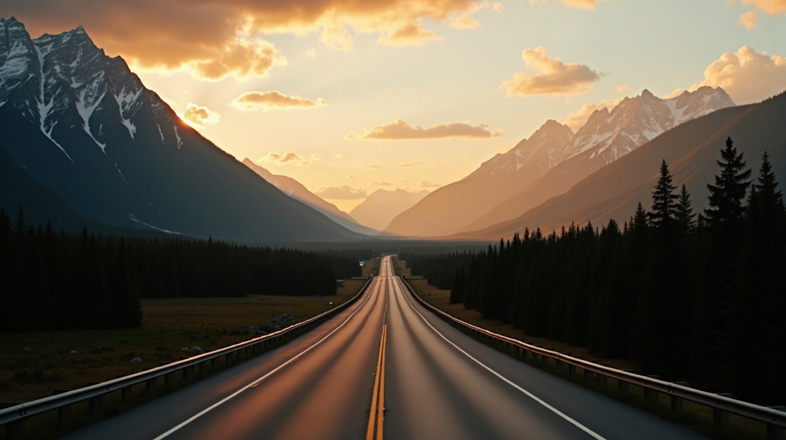 Open highway through Canadian Rockies