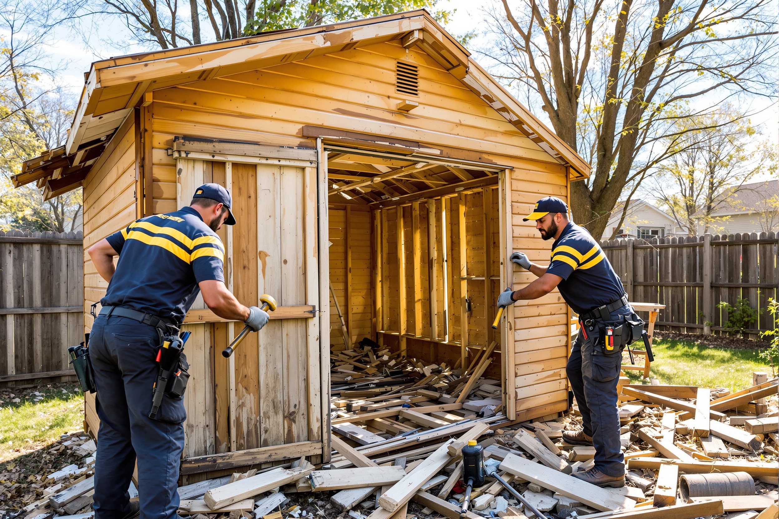 Professional shed removal crew in Plymouth WI