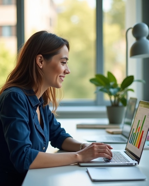 Empresária usando o ERP JoinUp Cloud