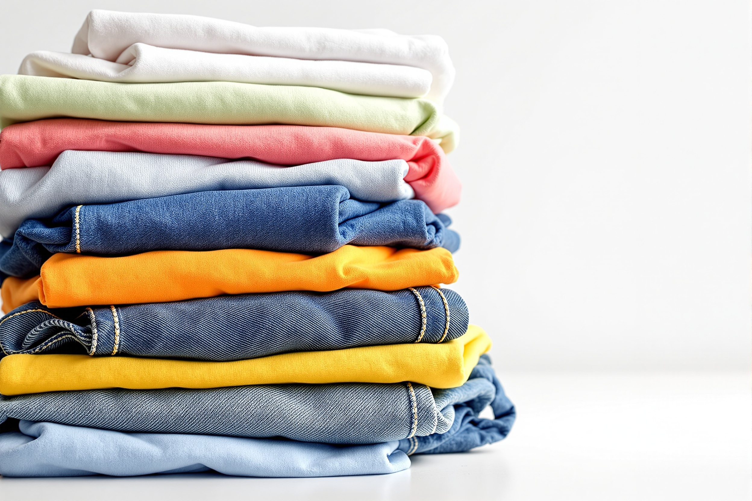 Roupas do dia a dia limpas e dobradas