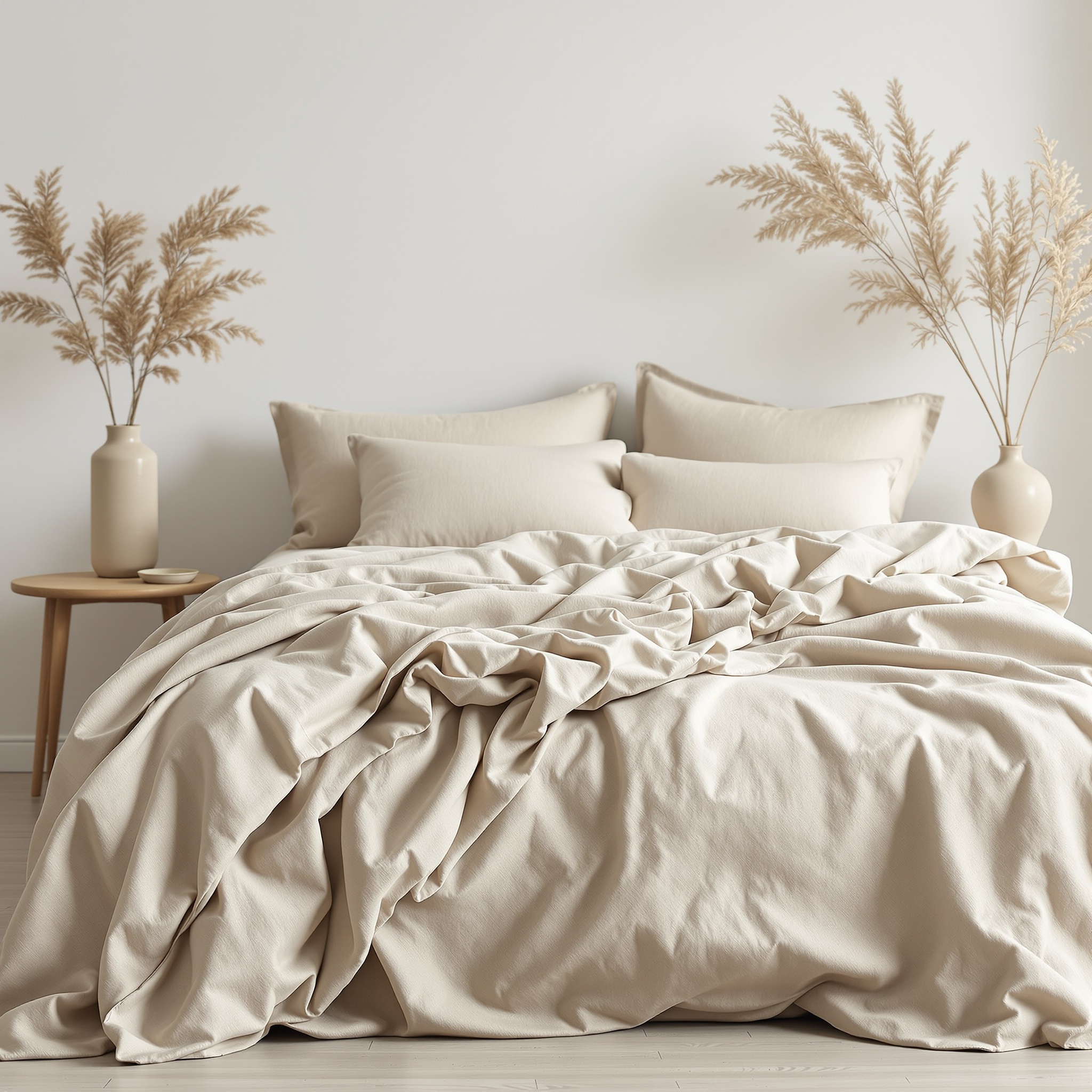 BAMPURE 100% Pure French Linen Sheet Set — Natural Oat (Queen)