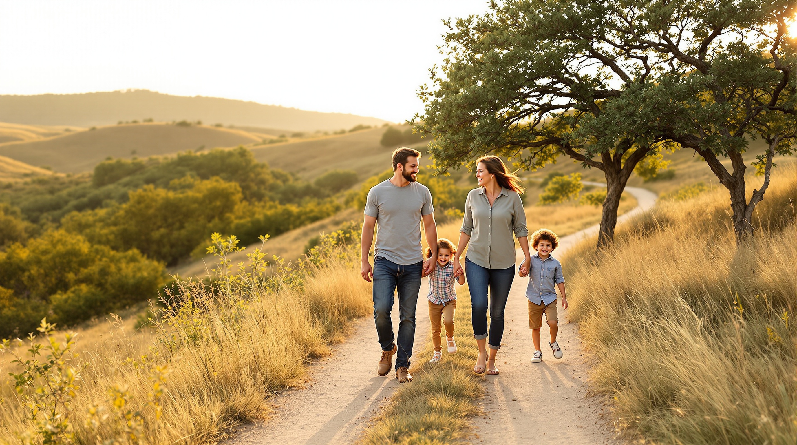 Caucasian family enjoying the Texas Hill Country lifestyle near Lakeway and Bee Cave