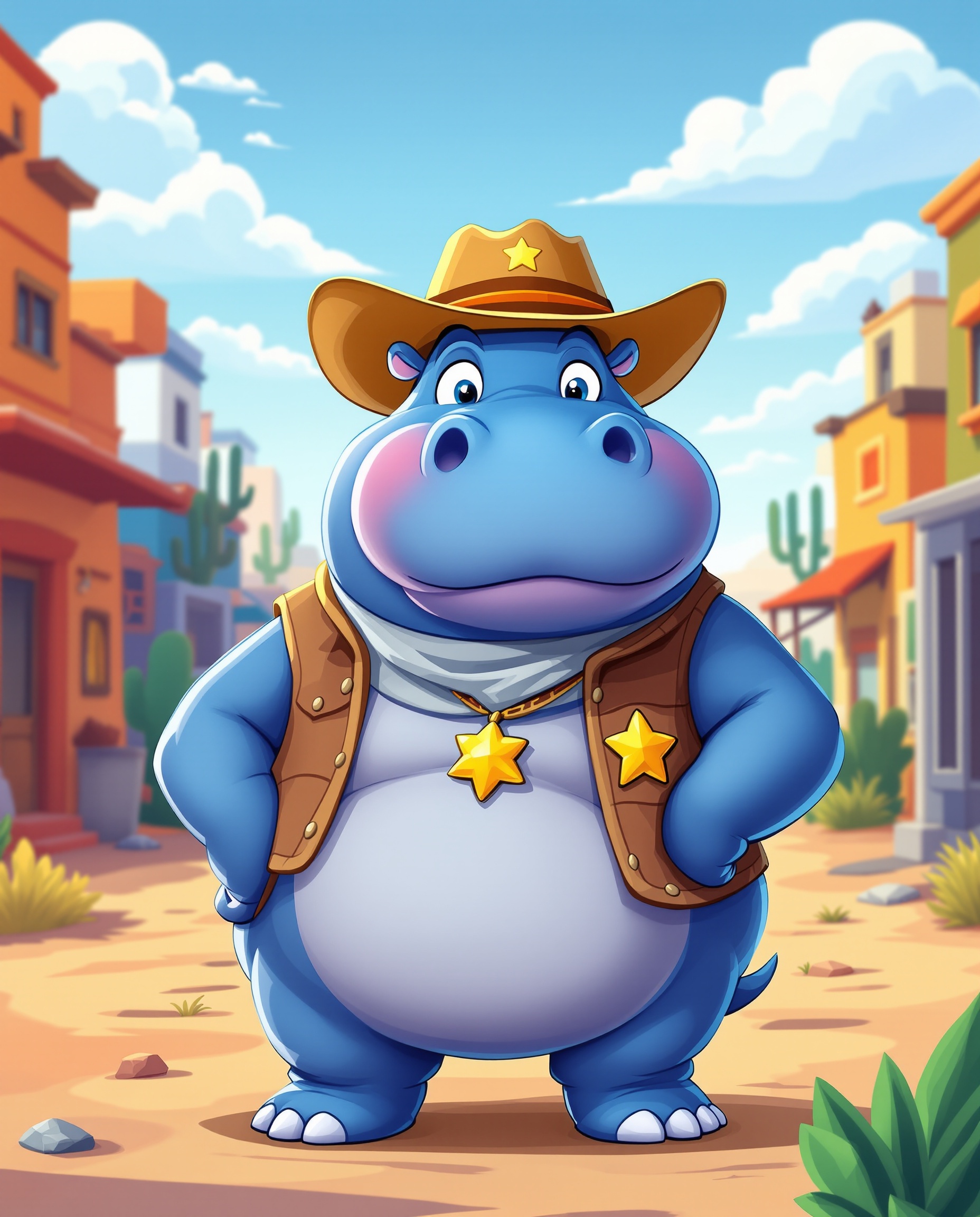 Hippo cowboy mascot trust character
