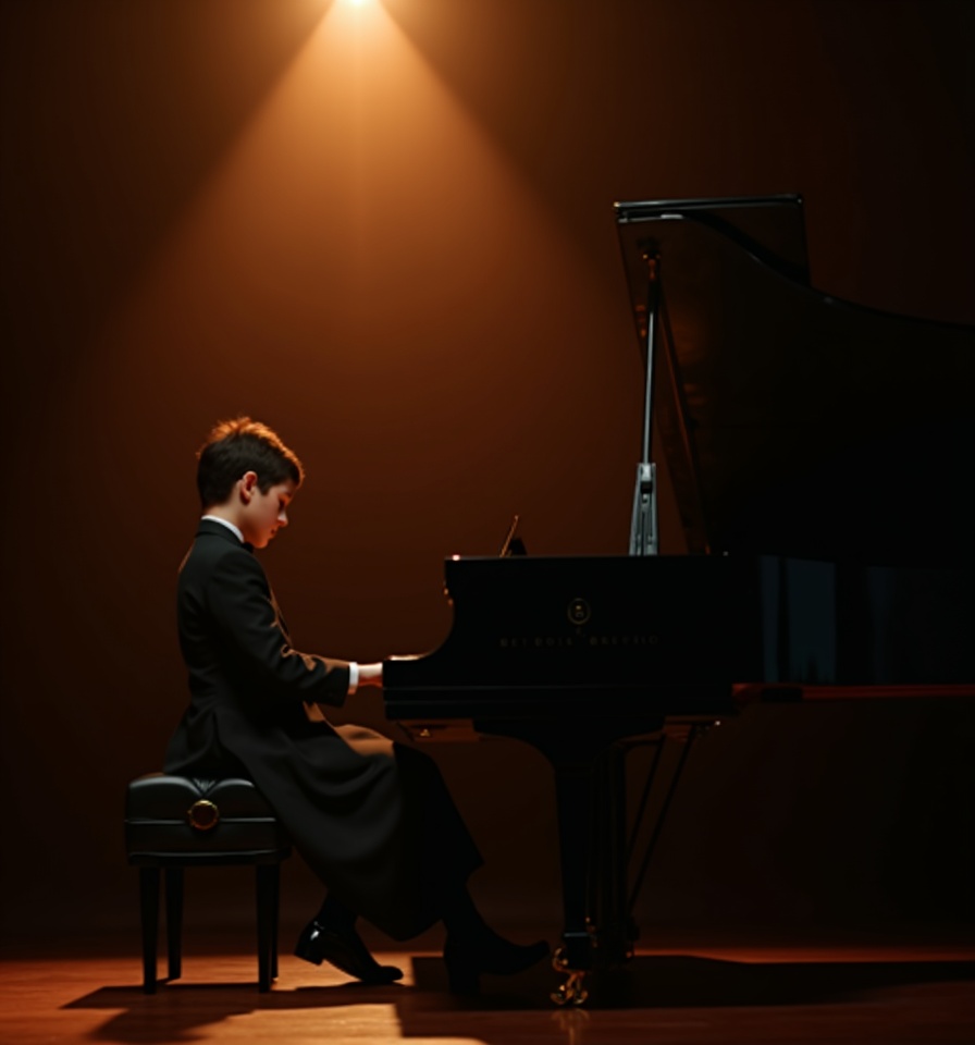 Young artist performing