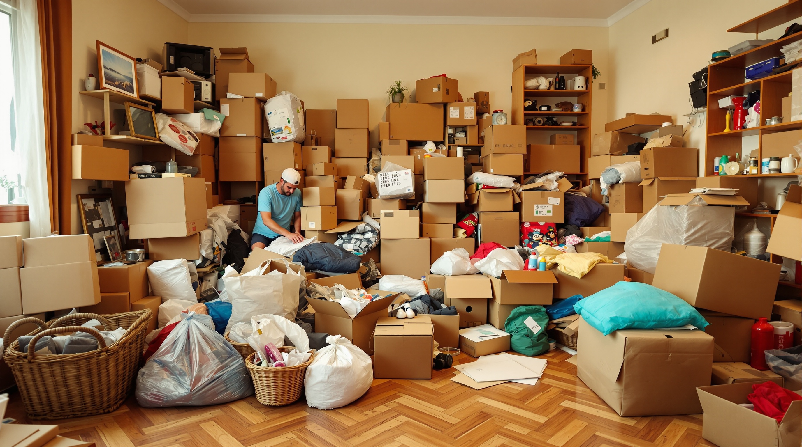 Vaciado de pisos en Girona - GIROBUIT Vaciado de pisos en Girona — piso lleno de muebles, cajas y enseres listo para vaciar. Servicio profesional de vaciado de pisos y locales en Girona y comarca por GIROBUIT