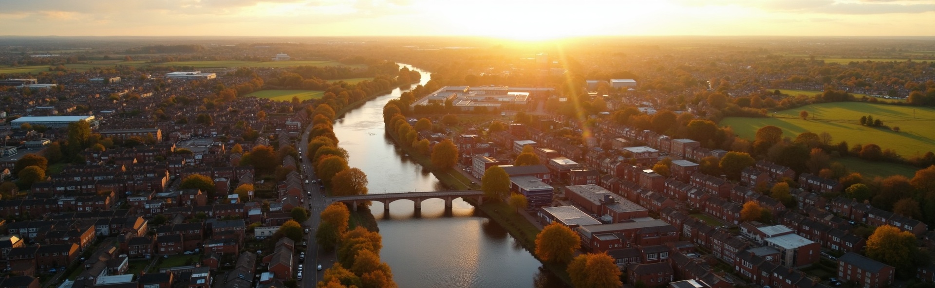 Aerial view of Burton Upon Trent and surrounding Staffordshire service area