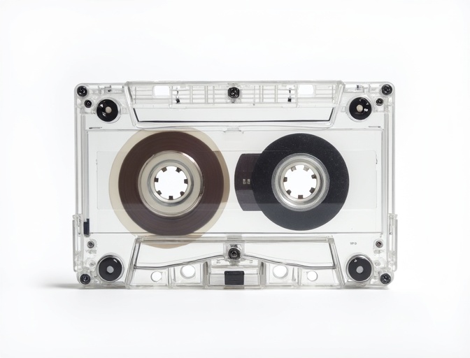 Kasety magnetofonowe przezroczyste - przezroczysta obudowa z widoczną taśmą magnetyczną, profesjonalny druk na przezroczystych kasetach audio, drukarnia kaset przezroczystych limitowane edycje albumy muzyczne kolekcjonerskie wydania