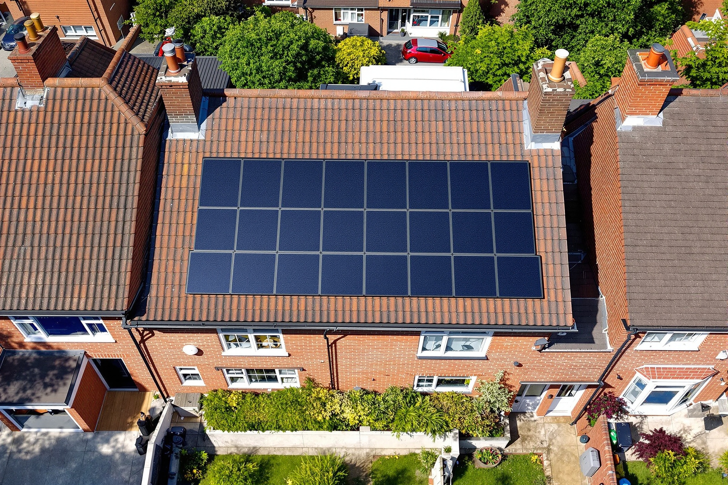 Solar panel installation Hull - aerial view