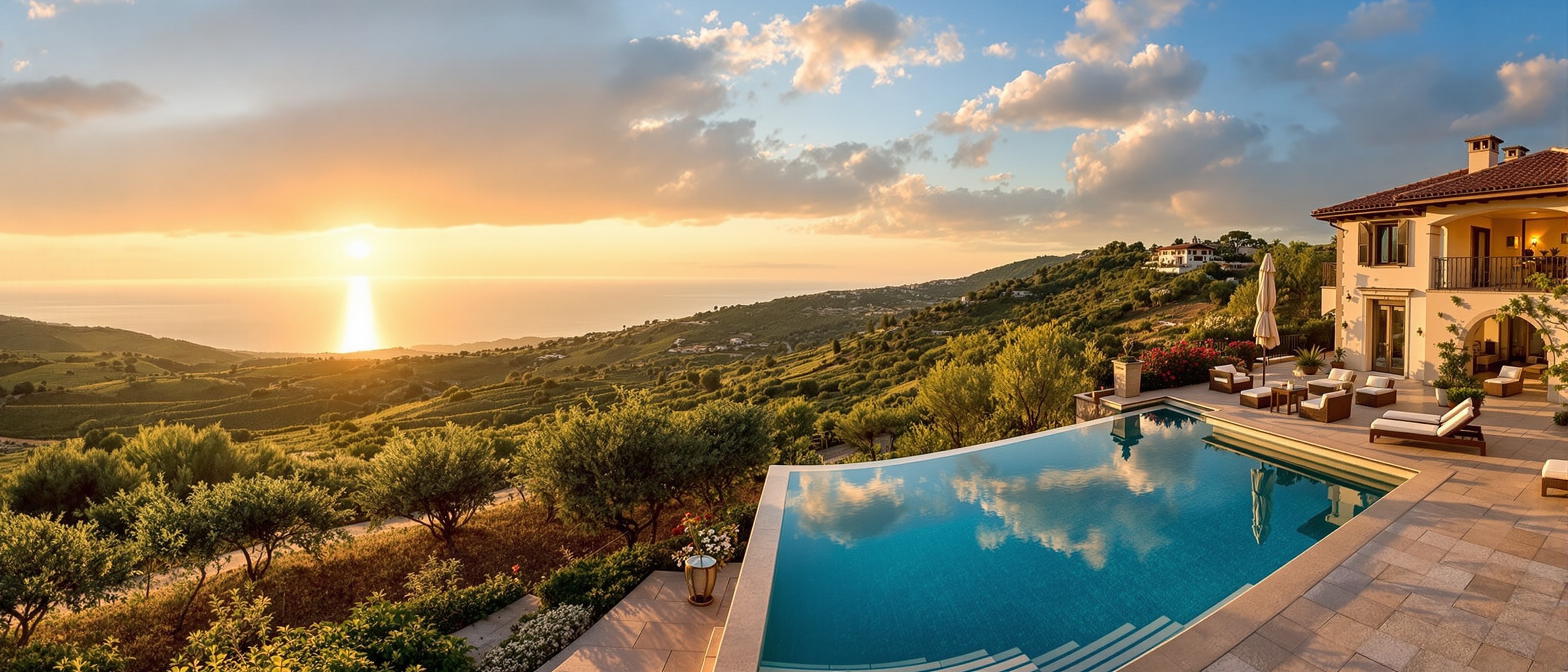 Pinelli villa terrace with pool and Campania views