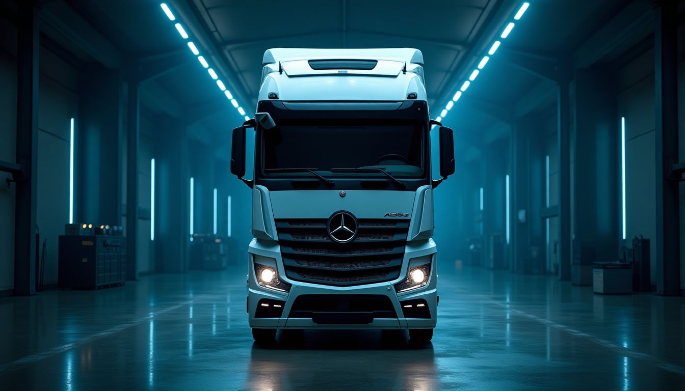 Caminhão moderno em oficina diesel