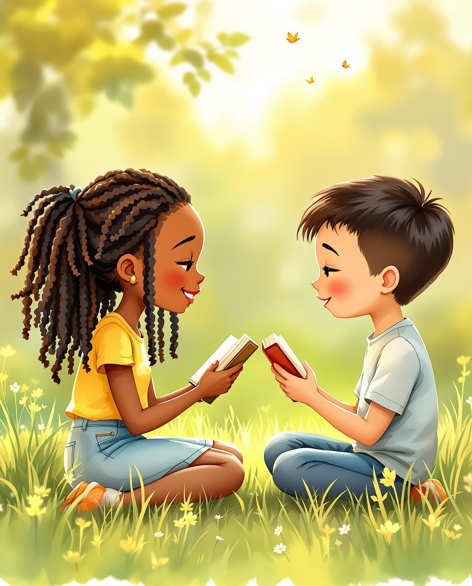 Children exchanging diaries