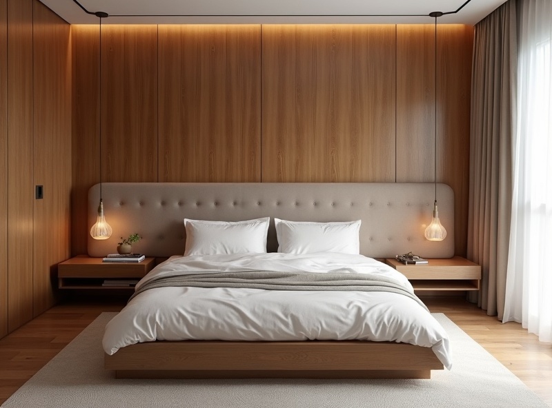 Dormitorio con revestimiento de pared vinílico