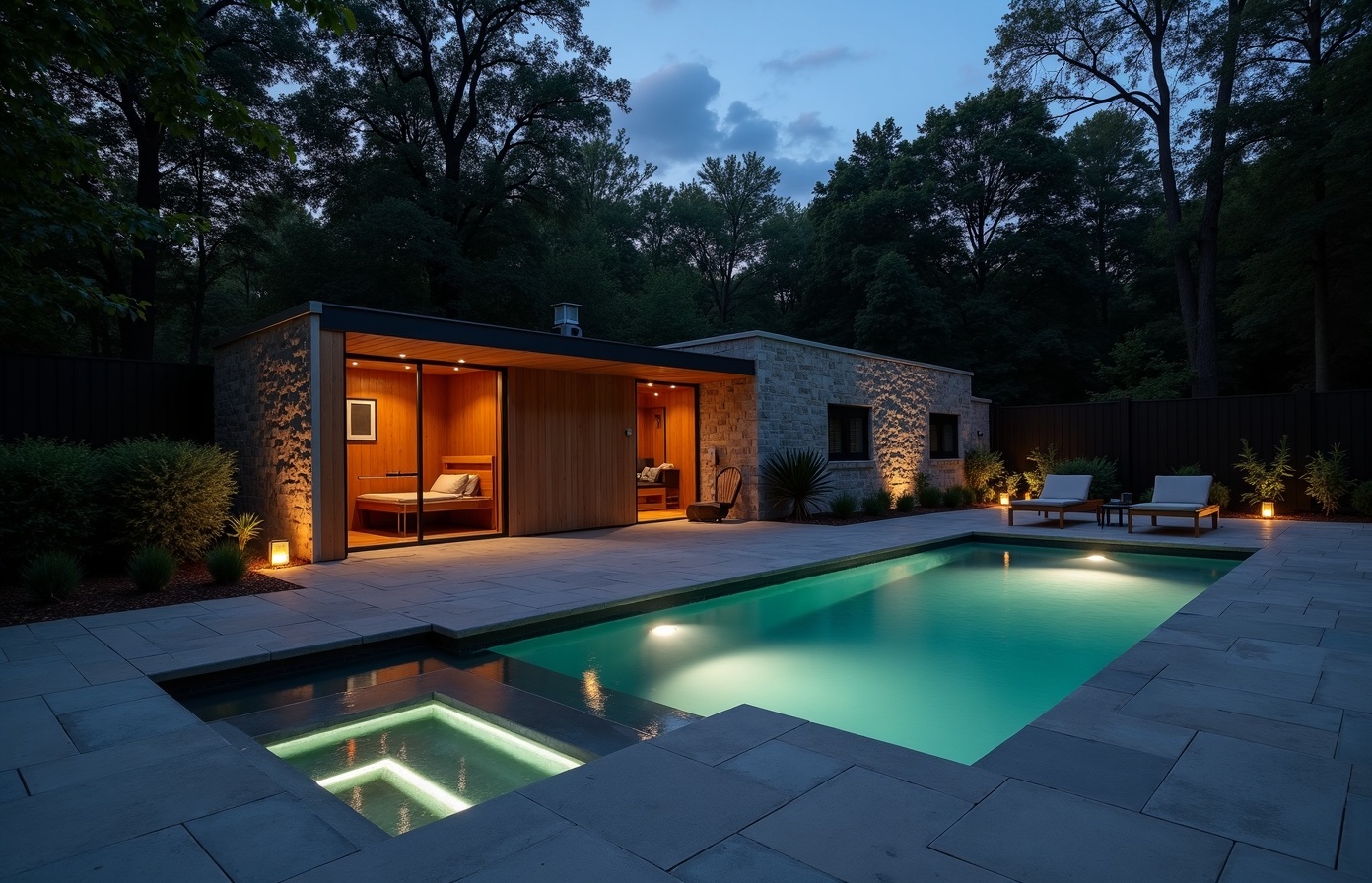 In-ground cold plunge and integrated sauna — LOWLINE Outdoor Wellness Systems