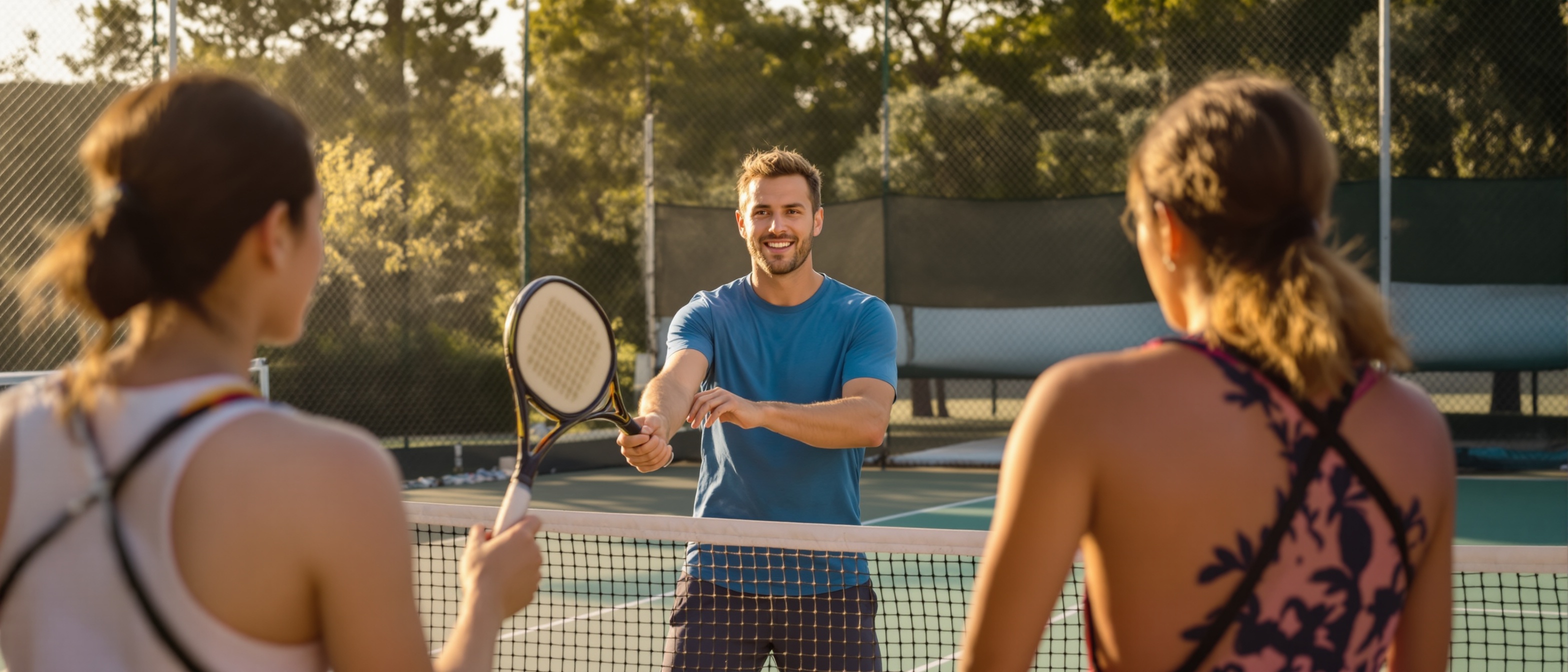 Padel coaching session on a proper padel court in progress